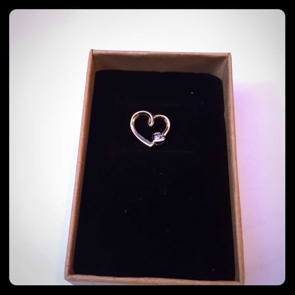 14k yellow and white gold heart pendant